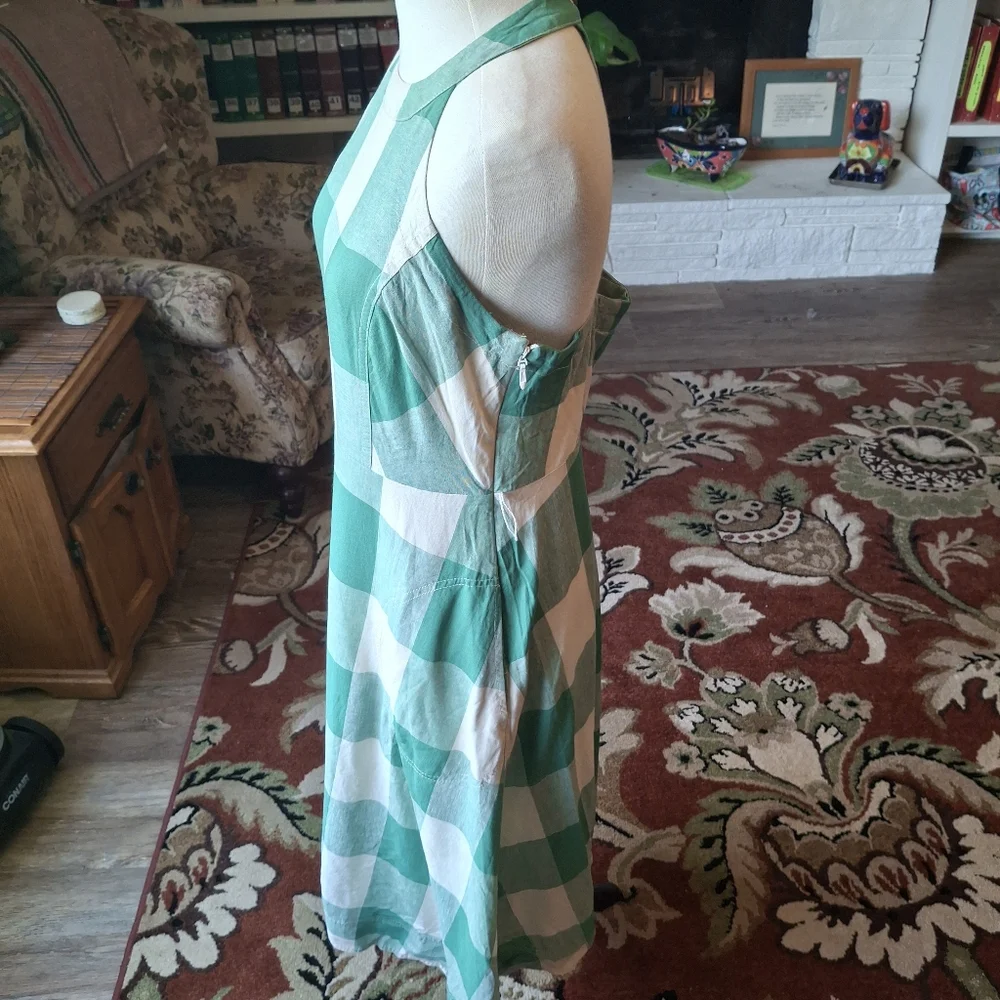 Maeve Anthropology Green and White Checkered Dress Size 10 - Picture 4 of 13